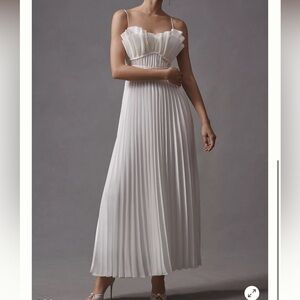 Anthropologie white pleated dress